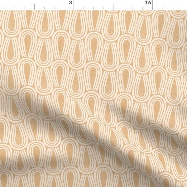 Geometric Shapes Fabric - Loops In Tan by micklyn - Light Brown Warm Taupe Caramel Tan Simple Calm Fabric by the Yard by Spoonflower