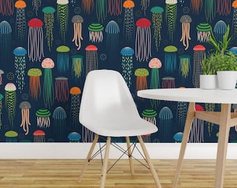 Papel pintado autoadhesivo de medusas - Vida marina submarina náutica - Decoración de pared removible - Just Jellies de katerhees