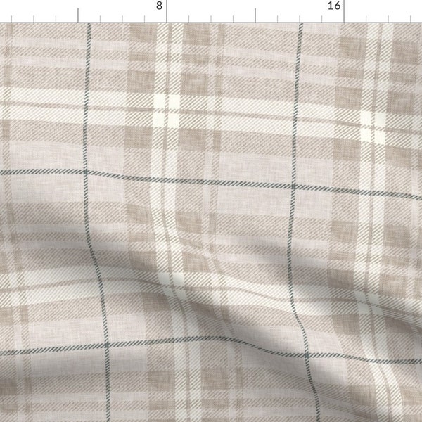 Soft Autumn Plaid Fabric - Neutral Fall Plaid by littlearrowdecor - Tartan Neutral Cool Brown Rustic Fall  Fabric by the Yard by Spoonflower