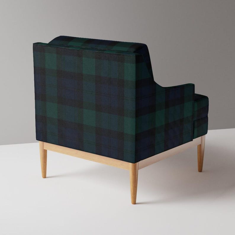 Green Blue Tartan Upholstery Fabric- Blackwatch Tartan by peacoquettedesigns - Winter Plaid Scottish Fabric By The Yard With Spoonflower image 6