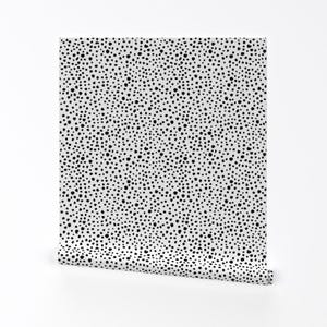 Polka Dot Wallpaper - Black Speckles By Taylor Bates Creative - Black White Animal Removable Self Adhesive Wallpaper Roll by Spoonflower