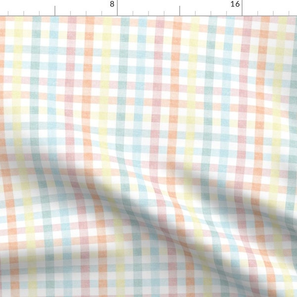 Spring Plaid Fabric - Easter Plaid Pastel Gingham Check By Littlearrowdesign - Light Colorful Cotton Fabric by the Yard with Spoonflower