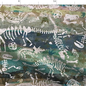 Sedimentary Discovery Fabric -Sedimentary Discovery By Sarah Treu- Fossils Geology Dinosaur Bones Cotton Fabric By The Yard With Spoonflower