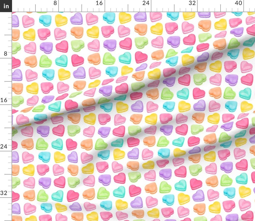 Pastel Candy Love Hearts Macarons Cute Words Fabric by Kokka - modeS4u