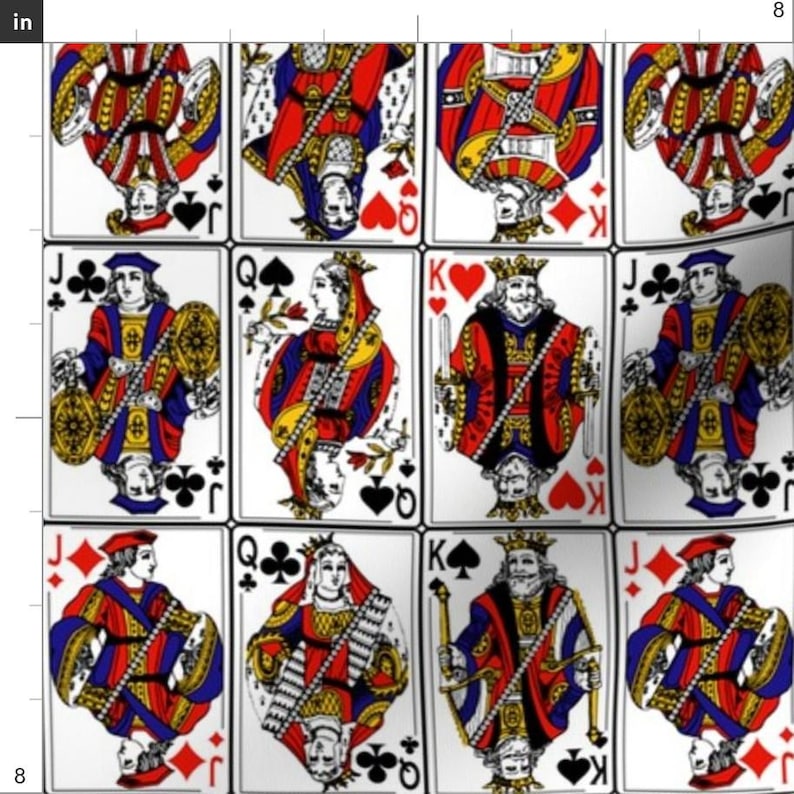 Playing Cards Fabric - Royals by Thin Line Textiles - Playing Cards ...