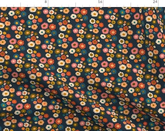 Retro Daisies Fabric - Painted Daisies by katerhees - Vintage 70s Flower Power Flowers Floral Girls Fabric by the Yard by Spoonflower