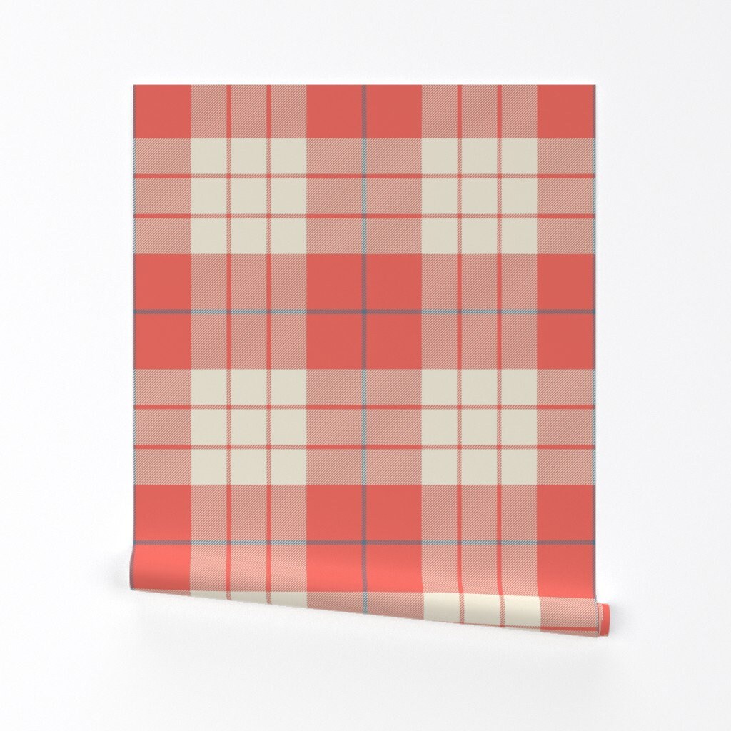 Wallpaper Plaid/ Creamsicle Beige Plaid Wallpaper/ Removable Wallpaper/  Peel and Stick Wallpaper/ Unpasted Wallpaper/ Pre-pasted Wallpaper 