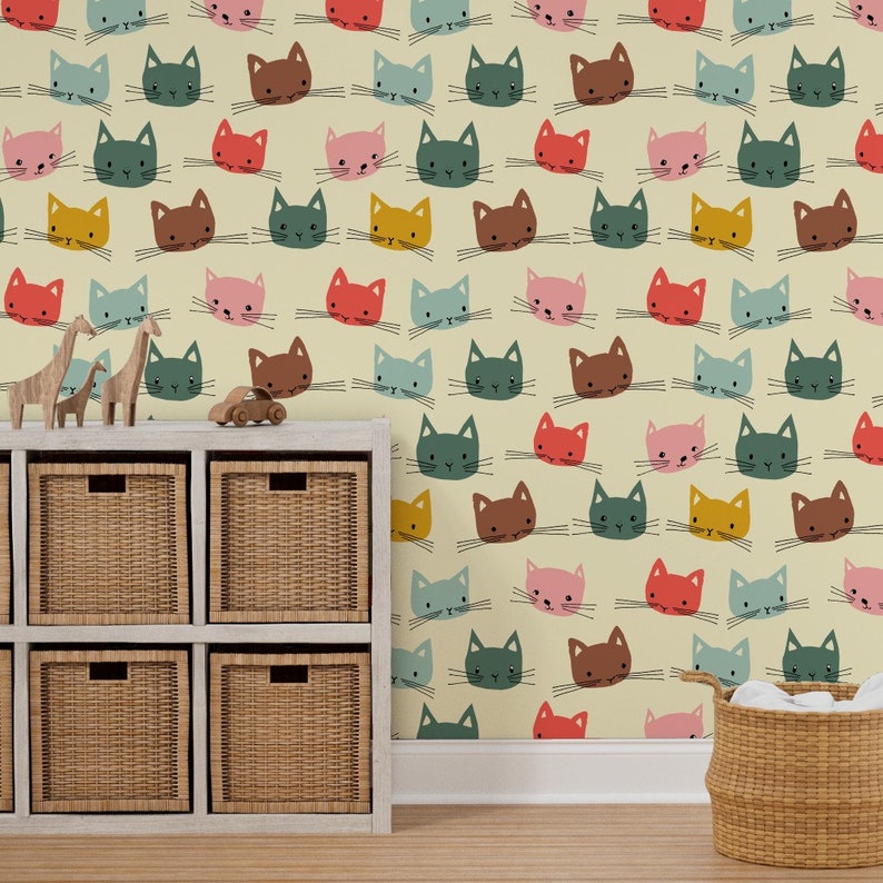 Cats Wallpaper Cats in Colors1 by Potyautas Nursery Kitty - Etsy