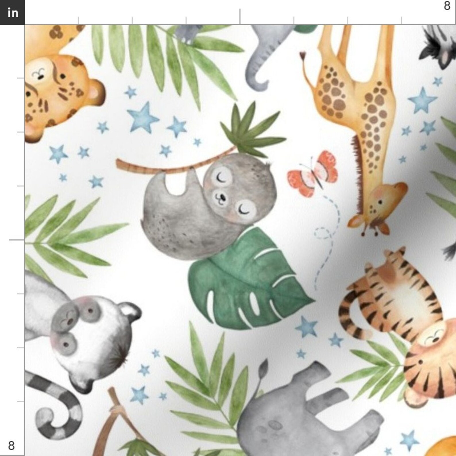Jungle Friends Fabric Kids Safari Animals Large by Etsy