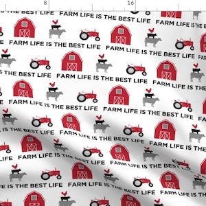 Farm Yard And Barns Fabric - Farm Life Is The Best Life Black And Red Farm Collection By Littlearrowdesign - Cotton Fabric With Spoonflower