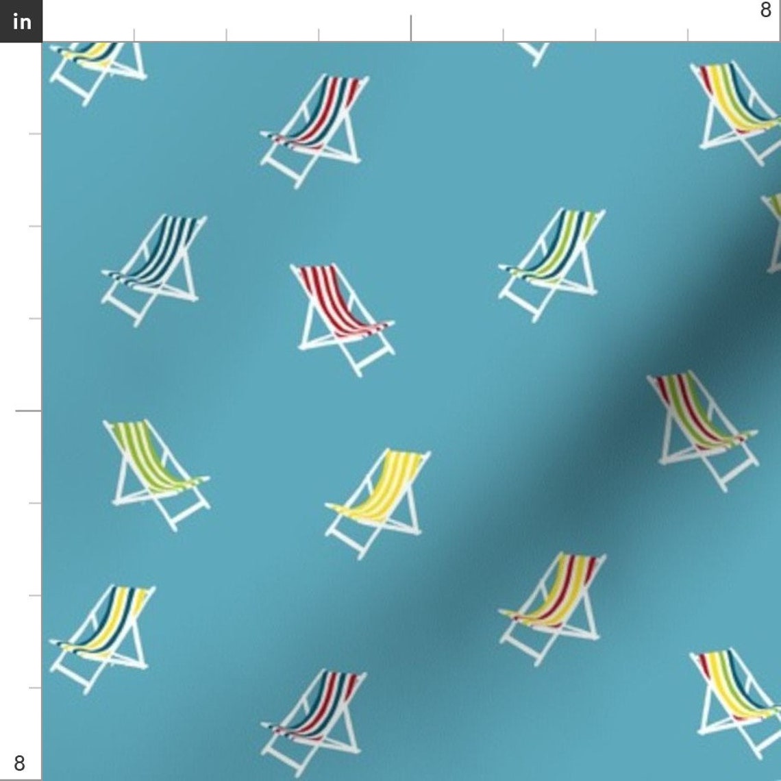 Beach Chairs Fabric Summer Time by Motifunique Summer Etsy