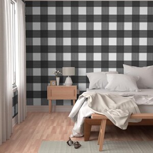 Buffalo Check Wallpaper - Black 6" Buffalo Plaid By Danika Herrick - Custom Printed Removable Self Adhesive Wallpaper Roll by Spoonflower image 5