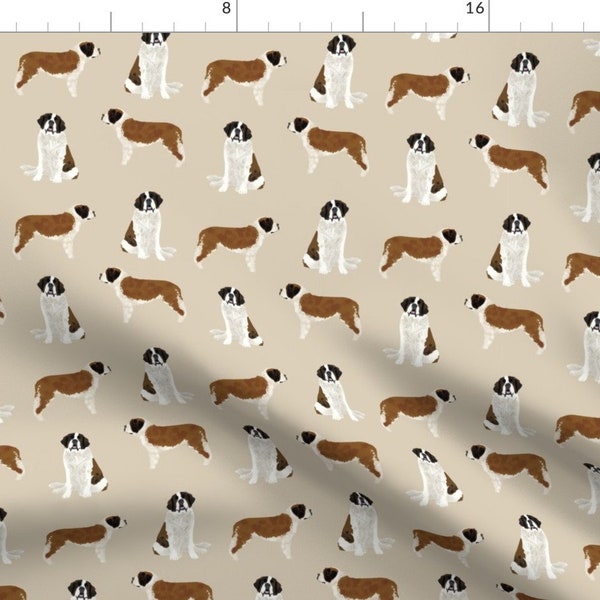 Saint Bernard Fabric - Saint Bernard Dog Breed Fabric Tan By Petfriendly - Saint Bernard Dog Tan Cotton Fabric By The Yard With Spoonflower