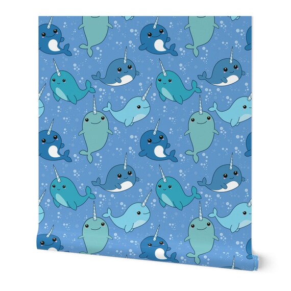 Narwhal Wallpaper Cute Narwhal Pattern by Maribiscuits - Etsy Ireland