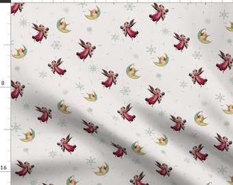 Reg Angels Fabric - Christmas Angels by nerd-and-vine - White Snowflakes Winter Holiday Christmas Angel Fabric by the Yard by Spoonflower