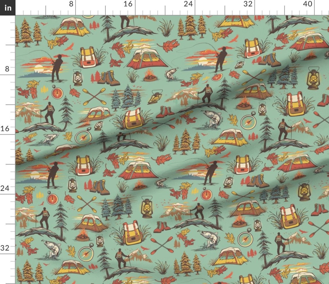 Camping Wilderness Sports Fabric Hiking and Fishing - Etsy