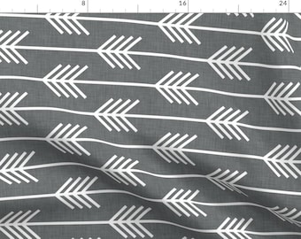 Gray Arrows Fabric - Arrows Gray Horizontal By Holli Zollinger - Gray White Arrows Horizontal Cotton Fabric By The Yard With Spoonflower