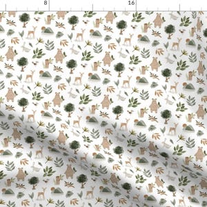Baby Animals Fabric - Woodland Springs by hipkiddesigns - Watercolor Gender Neutral Small Scale Rustic Fabric by the Yard by Spoonflower
