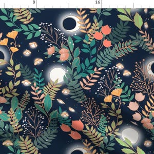 Fireflies Fabric - Fireflies By Ceciliamok - Blue Pink Bedtime Nighttime Kids Science Bugs Insect Cotton Fabric By The Yard With Spoonflower
