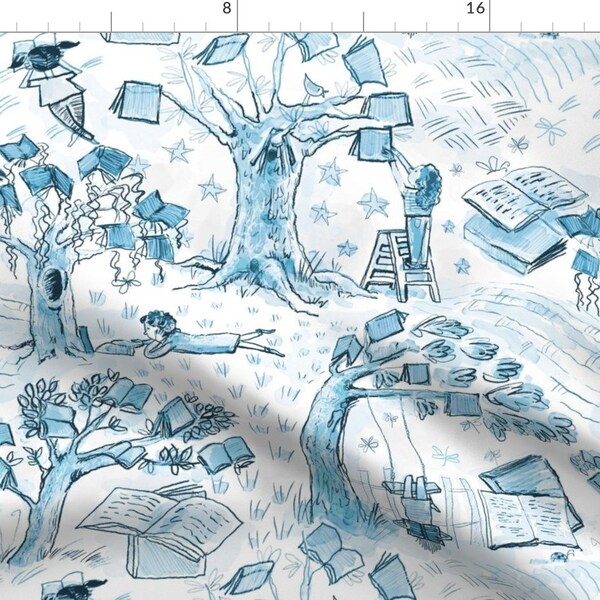Light Blue Toile Fabric Etsy