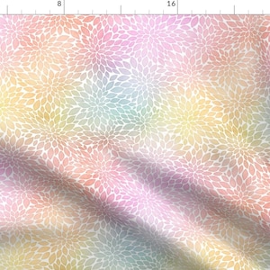 Watercolor Rainbow Petals Fabric -Pastel Rainbow Watercolor Dahlia Pattern By Raccoongirl- Floral Cotton Fabric By The Yard With Spoonflower