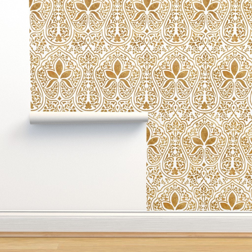 Indian Wallpaper Rajkumari White and Gilt Gold by - Etsy Ireland Indian Wallpaper Rajkumari White and Gilt Gold by - Etsy Ireland