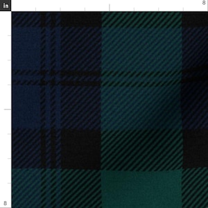 Green Blue Tartan Upholstery Fabric- Blackwatch Tartan by peacoquettedesigns - Winter Plaid Scottish Fabric By The Yard With Spoonflower image 4