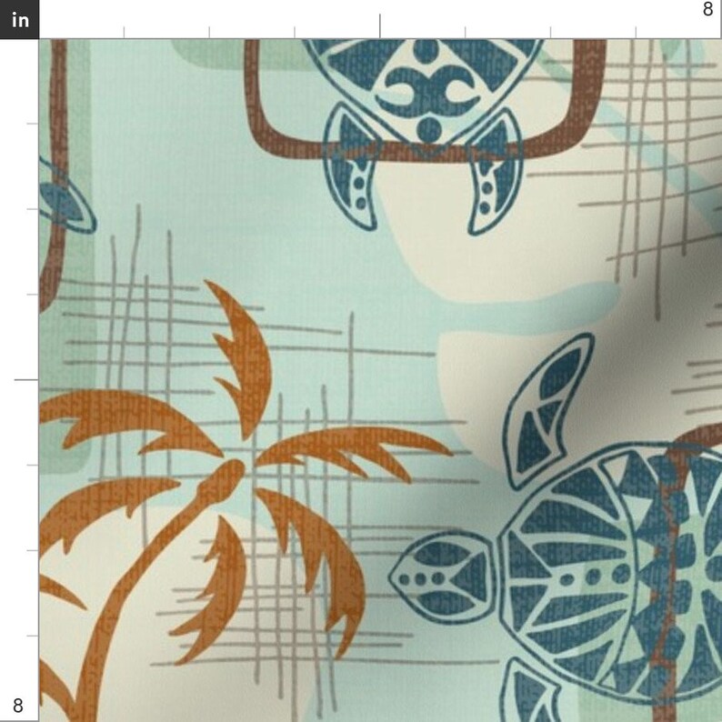 Hawaiian Turtle Fabric Mid Century Modern Hawaii by Etsy