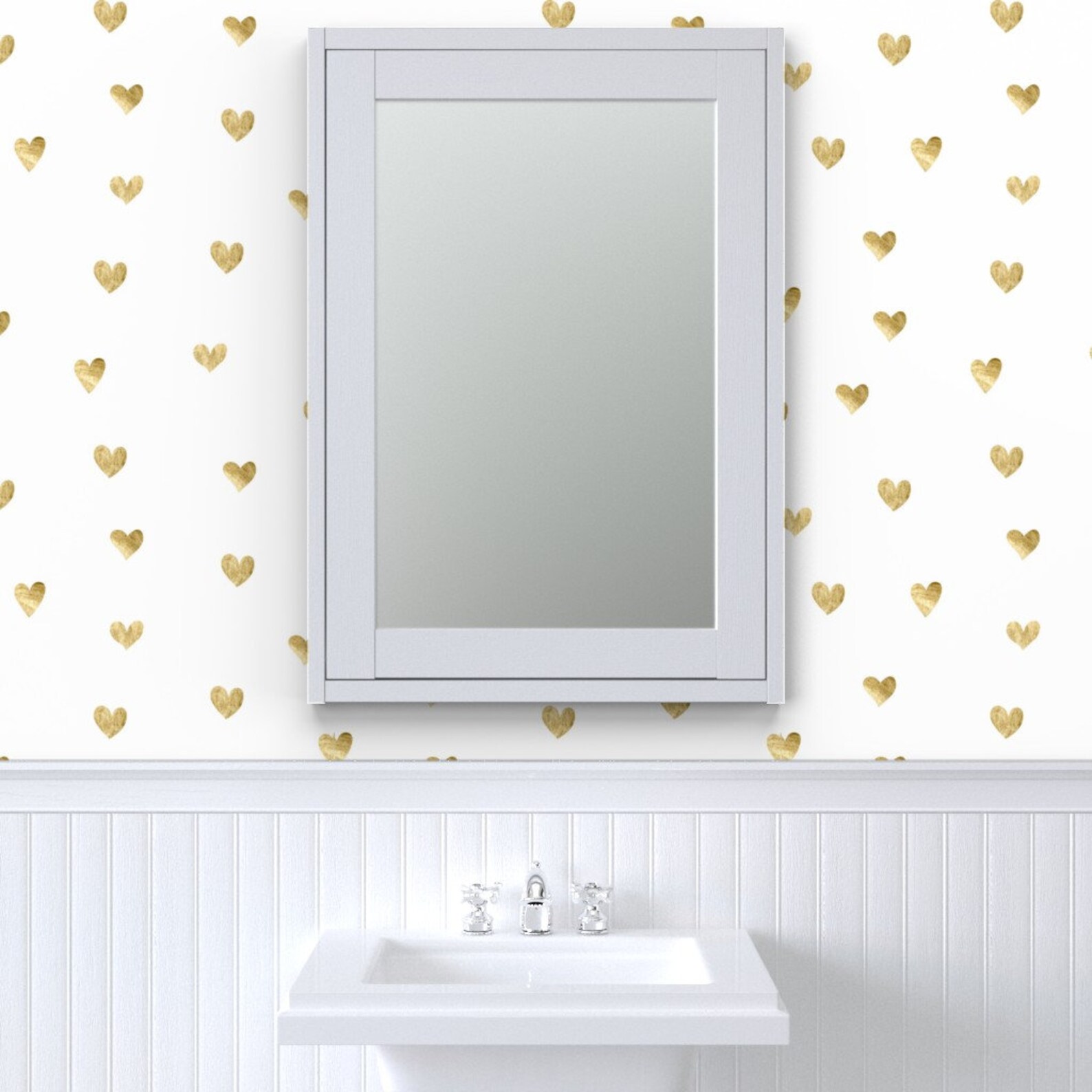 Gold Hearts Wallpaper Gold Heart White Pattern by Etsy