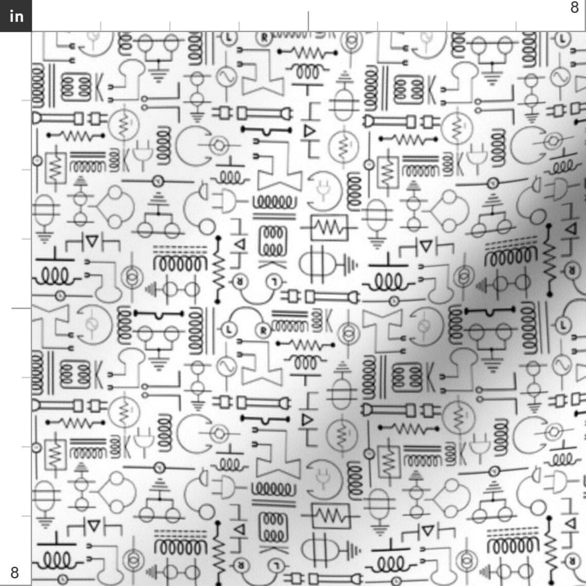 Electricity Fabric Electrical Symbols by Jabiroo | Etsy