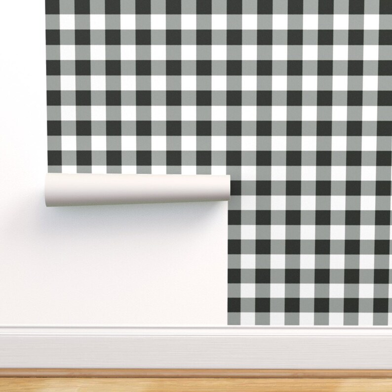 Black and White Plaid Wallpaper Buffalo Check in Black by | Etsy