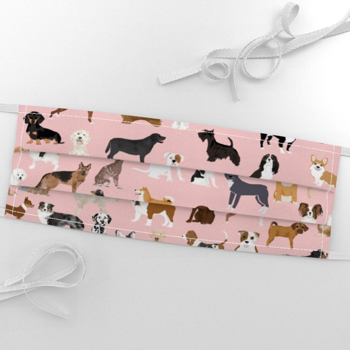 Dogs On Pink Fabric Dogs Pink Cute Breeds Fabric Design Etsy