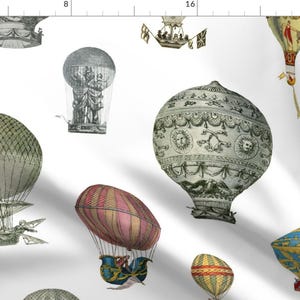 Balloons Fabric - The History Of Hot Air Balloons By Peacoquettedesigns - Balloons Cotton Fabric By The Yard With Spoonflower
