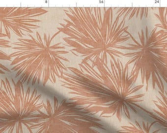 Bohemian Fabric - Palmetto Fan Pink by of_the_flora_ - Khaki Beachy Nature Trees Tropical Rustic Poolside Fabric by the Yard by Spoonflower