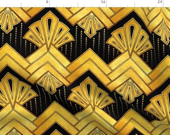 Gold Art Deco Fabric - 1920 Art Deco Gold By Mia Valdez - Vintage Modern Home Decor Upholstery Cotton Fabric By The Yard With Spoonflower