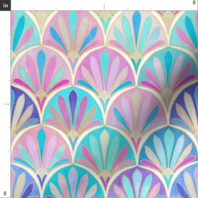 Pastel Art Deco Fabric Glamorous Twenties Art Deco Pattern Etsy