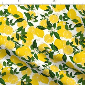 Lemons Fabric - Summer Punch Iveta Abolina By Onesweetorange - Lemons Yellow Green White Summer Cotton Fabric By The Yard With Spoonflower