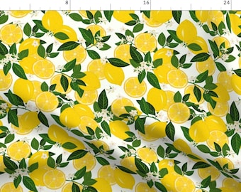 Lemons Fabric - Summer Punch Iveta Abolina By Onesweetorange - Lemons Yellow Green White Summer Cotton Fabric By The Yard With Spoonflower