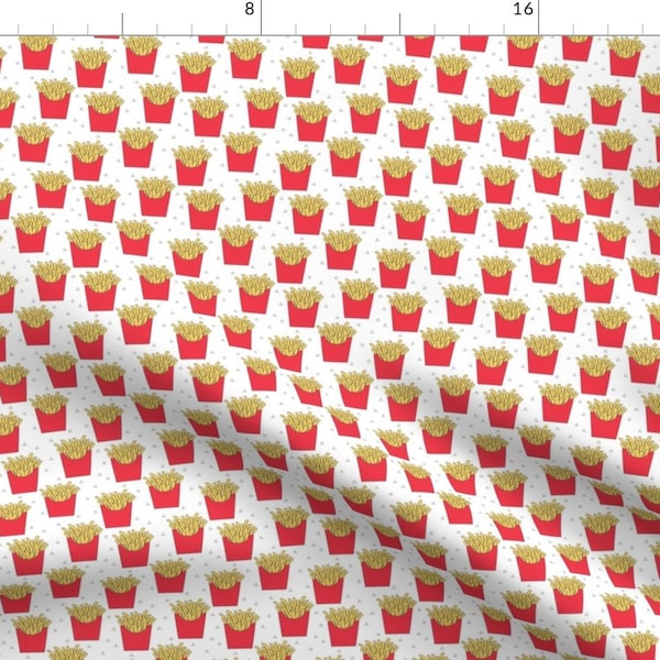 French Fries Fabric - Small French-Fries-With-Red-Box By Lilcubby Food Snack Junk Food Red Yellow-Cotton Fabric By The Yard With Spoonflower