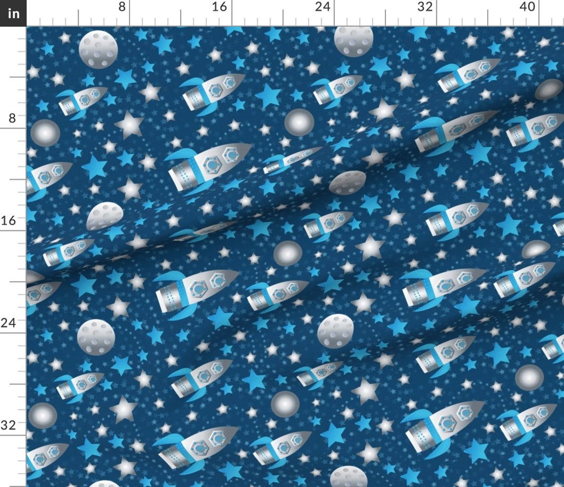 Rocketship Fabric space Exploration by Kociara space Rocket - Etsy