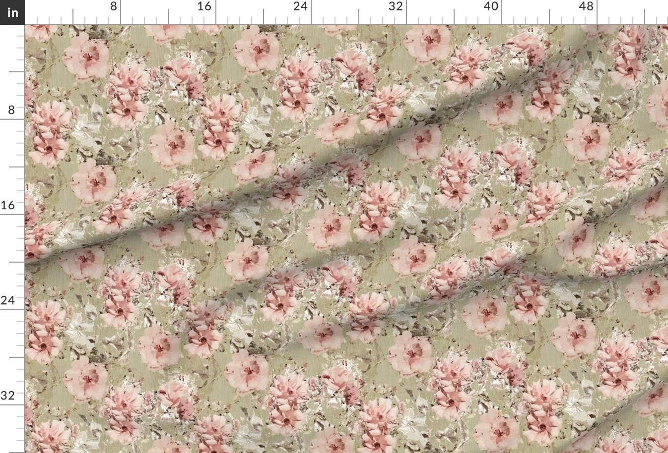 Blush Pink Shabby Floral Fabric - Vintage Shabby Rose by Kristopherk ...