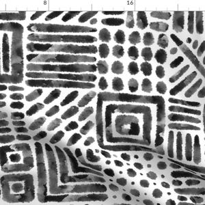 Black And White Geometric Fabric - Orderly Ink Blots By Willowbirdstudio - Black And White Cotton Fabric By The Yard With Spoonflower
