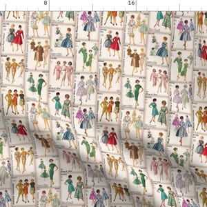 Vintage Style Sewing Fabric - Sewing Patterns 1960s by vintage_style - 1960s Pattern Crafting Envelope Fabric by the Yard by Spoonflower