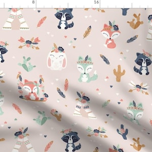 Boho Animals Fabric - Cute Bohemian Friends - Main Pattern - Bigv By Ewa Brzozowska - Bohemian Cotton Fabric By The Yard With Spoonflower