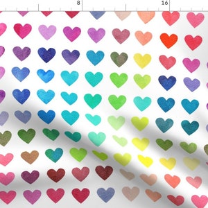 Rainbow Hearts Valentine Fabric - Colour Chart Hearts By Emeryallardsmith - Love Is Love Colorful Cotton Fabric By The Yard With Spoonflower