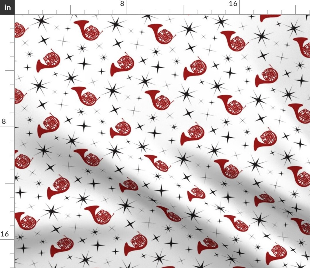 French Horn Fabric French Horn Stars by Marchingbandstuff French Horn Musical Instrument Star