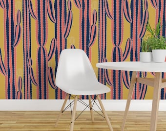 Saguaro Wallpaper - Saguaro Prickle Jumbo By Booboo Collective - Cactus Custom Printed Removable Self Adhesive Wallpaper Roll by Spoonflower