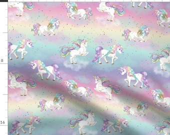 Pastel Rainbow Fabric - Pastel Rainbow Unicorn By Koko Bun - Cute Fantasy Rainbow Magical Pastel Cotton Fabric By The Yard With Spoonflower