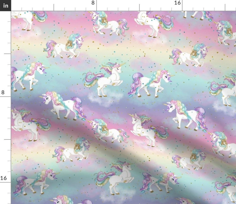 Pastel Rainbow Fabric Pastel Rainbow Unicorn By Koko Bun Cute Fantasy Rainbow Magical Pastel Cotton Fabric By The Yard With Spoonflower image 1