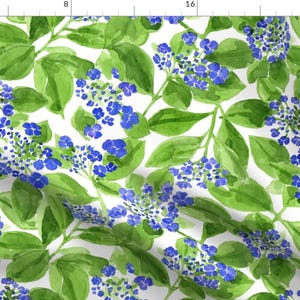 Watercolor Hydrangea Fabric - Watercolour Hydrangea By Karinka - Watercolor Floral Home Decor Cotton Fabric By The Yard With Spoonflower